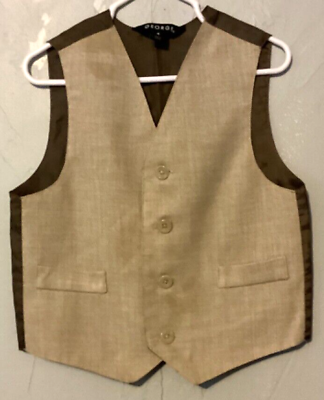 #ad Boys Sleeveless Formal Vest Size 4 Taupe Solid George $9.00