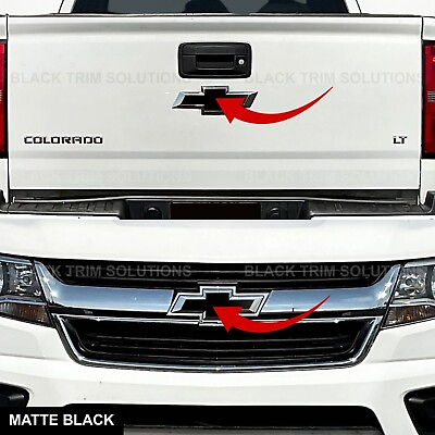 #ad For 2015 2020 Chevy Colorado PreCut MATTE Black DECALS for Front and Rear Emblem $14.99