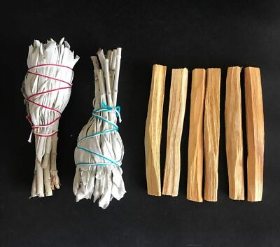 #ad 6 Palo Santo Wood amp; 2 White Sage Smudge Torch: Cleansing Negativity Removal new $9.99