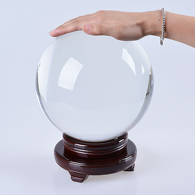 #ad LONGWIN 200MM Clear Crystal Ball 7.87Inch Glass Sphere Photo Prop Free Stand $102.99