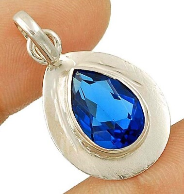 #ad Natural 4CT Blue Sapphire India 925 Sterling Silver Pendant 1 1 4#x27;#x27; Long NW1 9 $28.99
