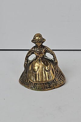 #ad Vintage Peerage England Solid Brass Hand Table Bell Dutch Lady In Dress $9.99