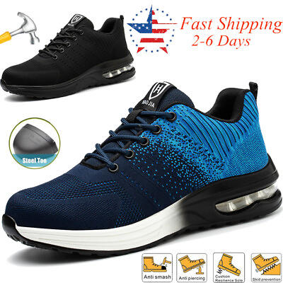 #ad Mens Safety Boots Steel Toe Shoes Sneakers Breathable Indestructible Work Shoes $43.23