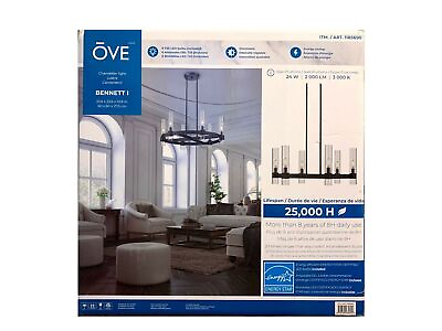 #ad Ove Modern Industrial 6 Light Matte Black Chandelier with Clear Glass Shades $78.39