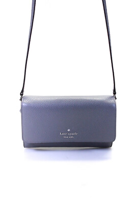#ad Kate Spade Womens Mini Pebbled Leather Flap Crossbody Handbag Gray $42.69