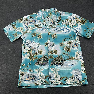 #ad Retro Vtg jade fashions hawaiian shirt Men XL Surfer hula dancers $21.78