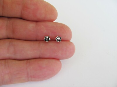 #ad Sterling Silver 4.5mm Flower post stud earrings. $14.22