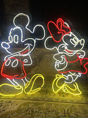 #ad Disney Retro Mickey amp; Minnie LED Yard Sign Vintage Design LightGlo Lawn Neon $250.00