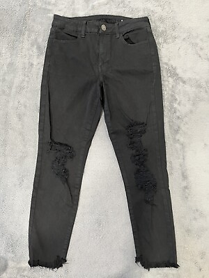 #ad American Eagle Jeans Womens 8 Short Black Distressed Stretch Denim 28x24 $12.95