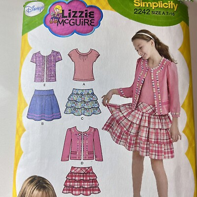 #ad Simplicity Pattern Lizzie McGuire #2242 Skirt Top Jacket Knit Size A 7 16 Disney $5.99