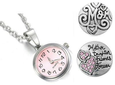 #ad Mother Daughter Friends Forever Necklace Watch Snap In Interchangeable Set $12.95