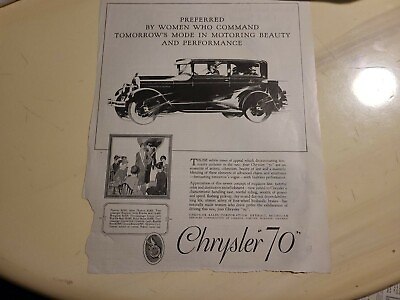 #ad 1927 CHRYSLER MODEL 70 ANTIQUE CAR AD VTG CLIPPING AUTO SIGN ART PHOTO $10.26