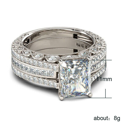 #ad 2024 New Arrival Luxury Princess Silver Color Bride Wedding Ring Set for Women L $8.59