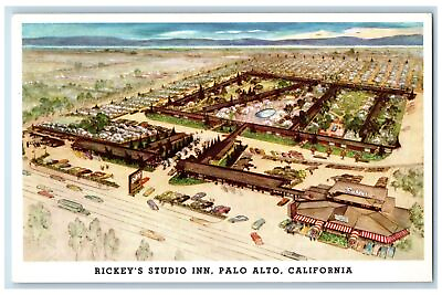 #ad c1960s Rickey#x27;s Studio Inn Restaurants Garden Hotel Palo Alto CA Trees Postcard $6.47