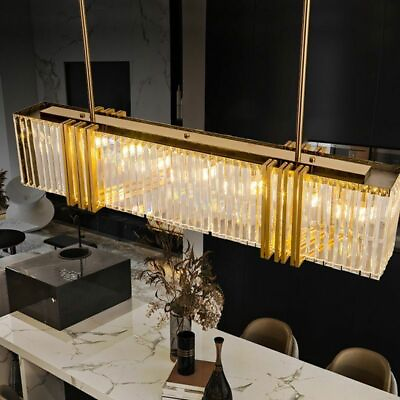 #ad Rectangle Chandelier Ceiling Fixture Modern Dining Room Home Lamp Polished Steel $524.25