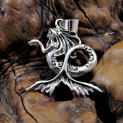 #ad Handcrafted 925 Solid Sterling Silver Mermaid Sea Hag Ocean Witch Siren Pendant $22.46