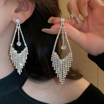 #ad Exquisite Earrings Long Tassel Chandelier Dangle Silver Gold Women Girl Jewelry $1.85