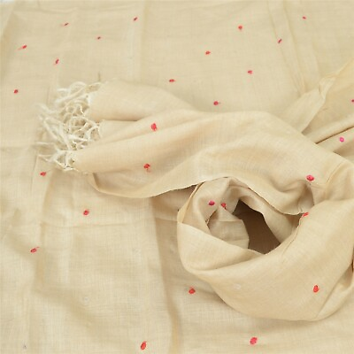 #ad Sanskriti Vintage Dupatta Long Stole Pure Silk Ivory Hijab Embordered Wrap Shawl $27.38