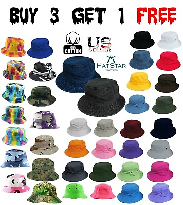 #ad #ad Bucket Hat Boonie Visor Hunting Fishing Outdoor Summer Cap Unisex 100% Cotton $9.36