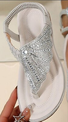 #ad New Rhinestone Embellished Sandals Sz 6 $33.99