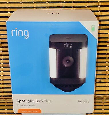 #ad Ring Camera Spotlight Cam Plus Battery Black: Lights amp; Siren NEW IN BOX SALE $99.77