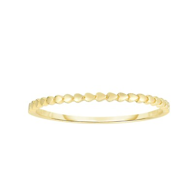 #ad #ad Hearts Stackable Textured Ring Real 14K Yellow Gold Size 7 $80.84