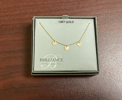 #ad 10K Yellow Gold Three Dangle Disks Necklace BRAND NEW USA $87.99