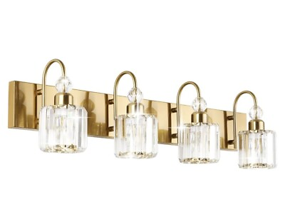 #ad Brass Gold Bathroom Vanity Lights 4 Lights Brass Gold Crystal Vanity Lights over $71.79