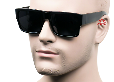 #ad #ad Large Square Cholo Sunglasses Super Dark OG LOC Style Gangster Black Matte ST1 $9.99