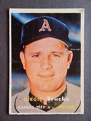 #ad Virgil Trucks #187 Topps 1957 Baseball Card Kansas City Athletics *G $3.99