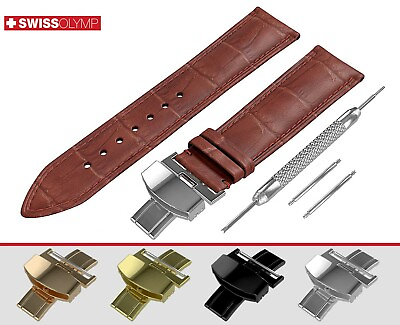 #ad Fits ROLEX BROWN Genuine Leather Watch Strap Band For Buckle Clasp 12 24mm Mens GBP 9.95