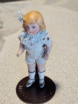 #ad Bisque Doll unmarked German 3.75 quot; Movable legs and arms blond $79.99