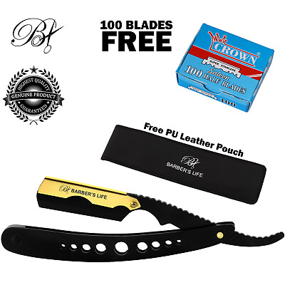 #ad #ad Professional Barber Hair Shaving Razor Straight Edge Knife 100 Blades $9.25