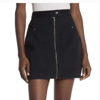 #ad Rebecca Minkoff Marigold Zip Detail Denim Mini Skirt in Black XS New with Tags $65.00