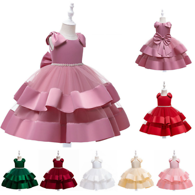 #ad Flower Girls Princess Dress Kids Party Wedding Bridesmaid Lace Ball Gown Dresses $41.08