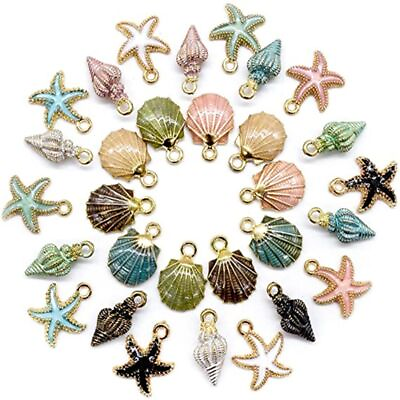 #ad Sea Shell Starfish Charms Ocean Theme Alloy Pendants DIY Jewelry Making 10pcs $8.31