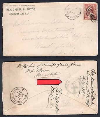 #ad USA Saranac Lake NY 1884 Cover to Washington DC. Letter Carrier Mark $11.99