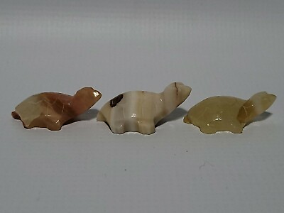 #ad 38g 3piece Hand carved natural agate sea turtle healing energy $12.99