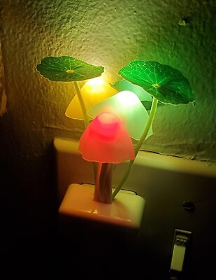 #ad Sensor Led Night Light Color Changing Plug in LED Mushroom 2.1quot;D x 5quot;W x 1.8quot;H $11.00