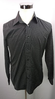 #ad Express Design Studio Modern Fit Men#x27;s M Striped Long Sleeve Button Dress Shirt $6.25