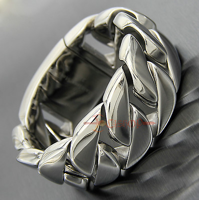 #ad Huge Heavy Stainless Steel Silver Cuban Link Chain Mens Bracelet Bangle 270 Gram $41.39