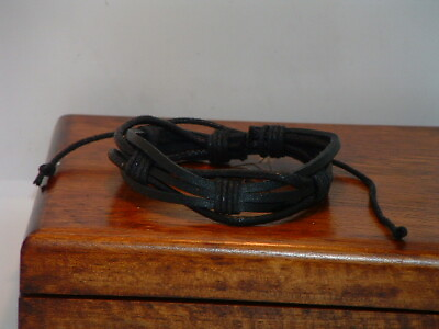 #ad New Black Triple Braided Leather Bracelet $8.00