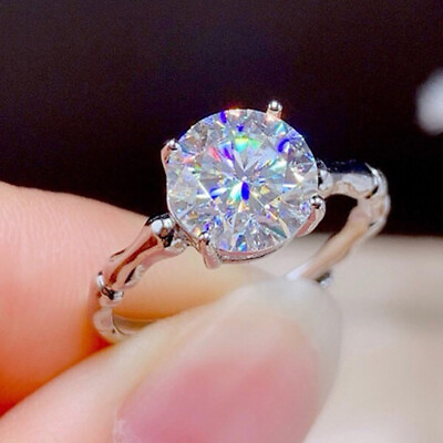 #ad New 8mm Simulated Moissanite White Gemstone Luxury Silver Women Girl Ring $7.39
