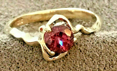 #ad Rhodolite Garnet Ring Natural Brilliant Stone Solid 9k Gold Size 8 UK 2.4 grams AU $345.00