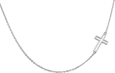 #ad Classic Sideways Cross Choker Necklace Gifts Sterling Silver Jewelry 18quot; Chain $69.70