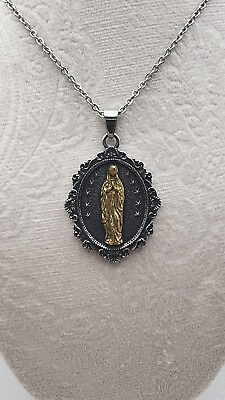 #ad Large 1.5quot; Miraculous Medal Virgin Mary Catholic Necklace Gift $16.00