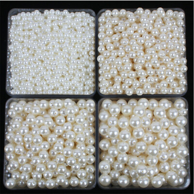 #ad 3 14mm With Hole ABS Pearls Round Loose Acrylic Beads Fit DIY Bracelet Making $2.99