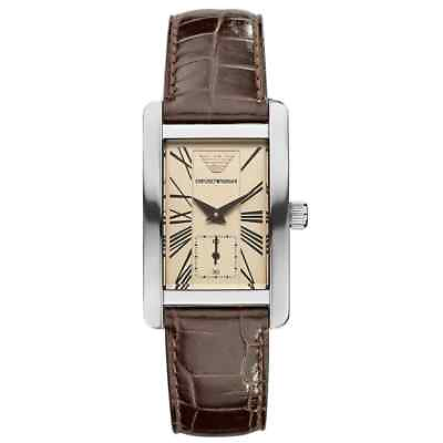 #ad Emporio Armani Watch AR0154 Classic Brown Leather Strap Men#x27;s Watch WARRANTY GBP 84.95