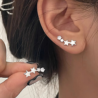 #ad Trendy Women Stainless Steel Earrings Cartilage Piercing Star Ear Stud Zirconia $1.32