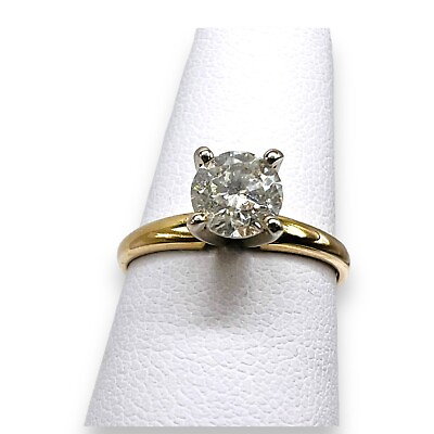 #ad 14k Solid Yellow Gold .75 CT Round Diamond Solitaire Engagement Ring Size 5.75 $1795.49